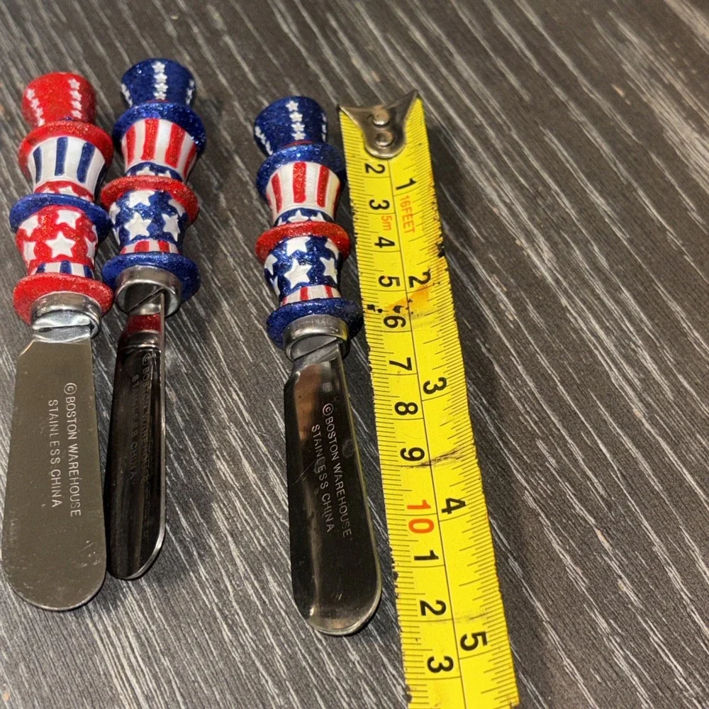 Vintage BOSTON WAREHOUSE Uncle Sam 4th Of July Cheese Spreaders Set Of 4